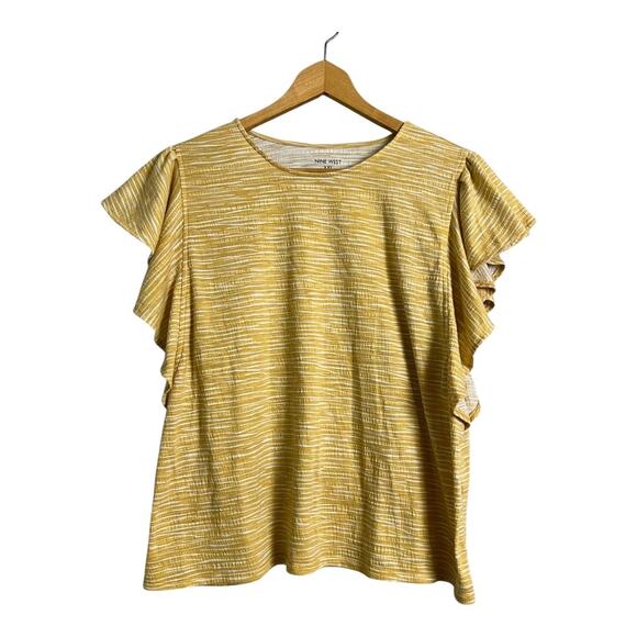 Nine West T-Shirt Tee Shirt Casual Comfy Cozy Basic Normcore XXL Striped Ruffled - Picture 1 of 4